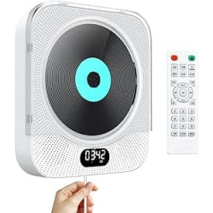 CD atskaņotājs pie sienas stiprināms Bluetooth, Gueray portatīvais CD atskaņotājs HiFi skaļrunis tālvadības pults LED displejs atbalsta FM radio USB atskaņotāju