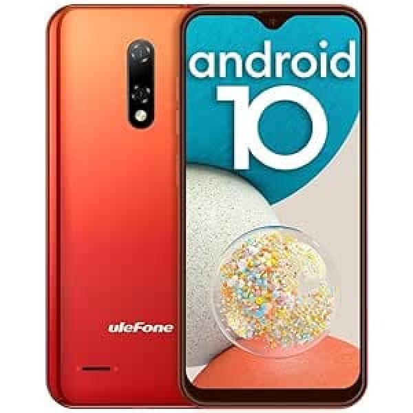 Ulefone Note 8P viedtālrunis lēts, mobilais tālrunis bez līguma Dual SIM 5,5 collu 16 GB ROM 128 GB paplašināma 8MP kameras 3 sloti/Face ID/GPS/WiFi/FM/liels fonts, oranžs