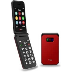 TTfone TT760 salokāms tālrunis 4G ar lielām pogām senioriem un avārijas pogu — atbloķēts pamata mobilais tālrunis (sarkans, ar USB kabeli)