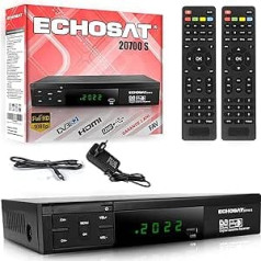 Echosat HDMI SCART HD DVB S2 uztvērējs satelīts + 2x tālvadības digitālais satelīts (DVB-S/S2, HDMI, SCART, 2X USB 2.0, Full HD 1080p) (iepriekš ieprogrammēts Astra Hotbird un Türksat)
