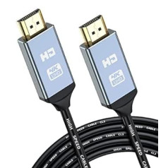 AviBrex 4K HDMI kabelis 20 metri, HDMI 2.0–HDMI kabelis 4K @ 60 Hz 18 Gbps PVC, apzeltīti savienotāji ar Ethernet/audio atgriešanas kanālu, saderīgs video 4K UHD 2160p, HD 1080p, Xbox PS4