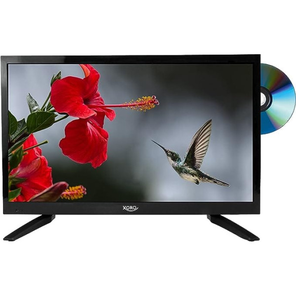 Xoro HTC 2249-21,5 collu (55 cm) LCD televizors ar HDTV trīskāršu uztvērēju, integrētu slota DVD atskaņotāju, USB 2.0 multivides atskaņotāju, CI+ ligzdu, 12 V savienojumu, melns