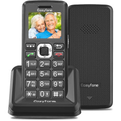 Easyfone T200 4G vecākais mobilais tālrunis bez līguma, lielām pogām mobilais tālrunis senioriem ar avārijas zvana pogu un uzlādes staciju (4G)