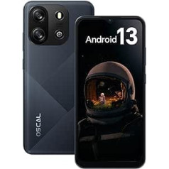 OSCAL viedtālrunis bez līguma 4GB RAM 32GB ROM 256GB TF/SD, Flat1C Android 13 mobilais tālrunis lēts 6,5 collu HD+ displejs, astoņkodolu 4700mAh akumulators, 8MP kamera, 4G Dual SIM mobilie tālruņi 5G Wi-Fi