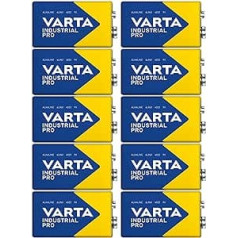 Varta Industrial 4022 9V Block Alkaline Battery MN1604 6LR61, 10 Stück