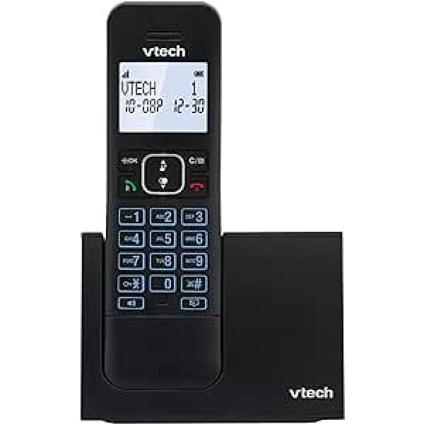 VTech LS1000 DECT bezvadu tālrunis ar inovatīvu uzlādes staciju, zvanītāja noteikšanas/zvana funkciju, brīvroku funkciju, apgaismotu displeju un tastatūru