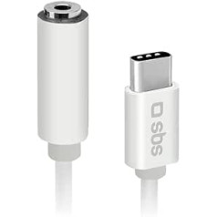 SBS audio adapteris, 3,5 mm sievišķais–USB-C vīrišķais metāla savienotāji viedtālrunim, austiņām, Hi-Fi stereo, skaļruņiem un austiņām, 9 cm kabelis mūzikai un zvaniem