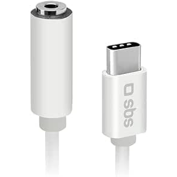 SBS audio adapteris, 3,5 mm sievišķais–USB-C vīrišķais metāla savienotāji viedtālrunim, austiņām, Hi-Fi stereo, skaļruņiem un austiņām, 9 cm kabelis mūzikai un zvaniem