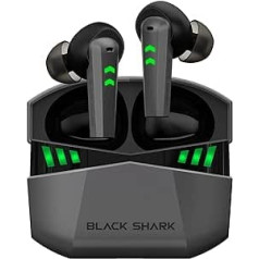 Black Shark Bluetooth austiņas ar 35 ms ļoti zemu latentumu, bezvadu austiņas ar augstākās kvalitātes skaņu, Bluetooth 5.2, 10 mm draiveris, 4 hiperclear mikrofoni, IPX5 ūdensizturīgs, 20 stundu atskaņošanas laiks