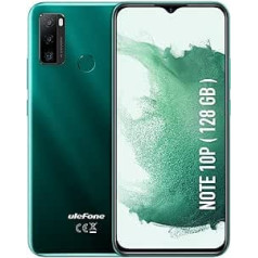 Ulefone Note 10P 128GB + 3GB RAM viedtālrunis bez līguma 4G 6,52 collu Android 11 trīskāršas kameras 8MP 5500mAh mobilais tālrunis bez līguma OTG, sejas ID Dual SIM/GPS/WiFi mobilais tālrunis zaļš