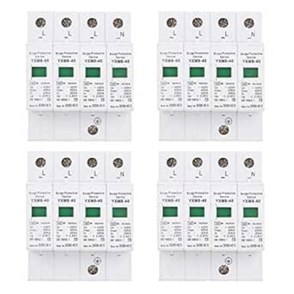 Keenso House Surge Protector 4P 40KA Home Surge Protection Surge Protector Pārsprieguma aizsargs aizsardzībai pret pārsprieguma (4 pakojumā)