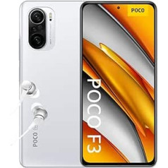 Poco F3 5G viedtālrunis bez līguma + austiņām (16,94 cm (6,67 collas) AMOLED displejs 120 Hz, 8 GB + 256 GB atmiņa, 48 MP četrkāršu aizmugurējā kamera, 20 MP priekšējā kamera, divas SIM kartes, Android 11) Balts [ekskluzīvi Amazon]