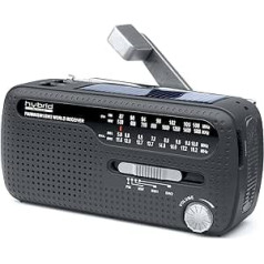 Muse MH-07DS tragbares Kurbel-Radio, Weltempfänger mit Taschenlampe und Solar-Ladefunktion (Dinamo, Handy-Lader, Solar, USB, Mini-USB)