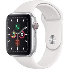 Apple Watch Series 5 44 mm (GPS + Cellular) — Aluminiumgehäuse Silber Weiß Sportarmband (Generalüberholt)