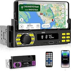 1 DIN Car Radio with Bluetooth - MP3 App Control / USB / FM / TF / AUX in - Car Radio with Phone Holder Remote Control