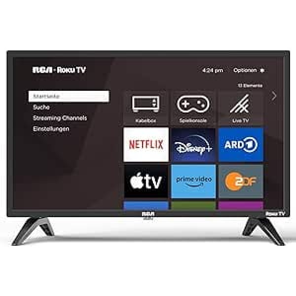 RCA Smart TV 24 collu (60 cm) Roku TV LED HD gatavs trīskāršs uztvērējs (DVB-T/T2-CS/S2) Dolby Audio darbojas ar Apple TV+ Netflix Disney+ YouTube Prime Video HDMI USB WiFi