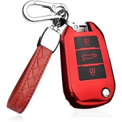 HIBEYO Flip Key automašīnas atslēgas maciņš der Peugeot 206 1007 3008 5008 4008 silikona aizsargatslēgas vāciņš priekš Citroen C6 C8 DS4 DS5 C4L tālvadības pults atslēgas korpuss sarkans