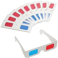 LRMYS 10 Pairs 3D Paper Glasses for Movies, Red and Cyan Lens in White Frame, Anaglyph Cardboard Folded in Protective Case for Home Cinema 3D DVDs Video Games Comics Publications Internet Pictures