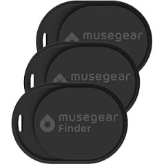 musegear Key Finder Mini ar Bluetooth lietotni, Key Finder Loud mobilajam tālrunim, melns, 3 pack, iOS un Android ierīcēm, atslēgu meklēšana