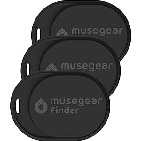 musegear Key Finder Mini ar Bluetooth lietotni, Key Finder Loud mobilajam tālrunim, melns, 3 pack, iOS un Android ierīcēm, atslēgu meklēšana