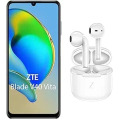 ZTE Smartphone Blade V40 vita Buds White (17,13 cm (6,75 collas) HD+ displejs, 4G LTE, 4 GB RAM un 128 GB iekšējā atmiņa, 48 MP galvenā kamera un 8 MP priekšējā kamera, divas SIM kartes, Android R) melns