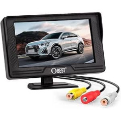 OBEST 4,3 collu atpakaļskata kameras automašīnas monitora ekrāns, atpakaļskata kameras monitors, V1/V2 divas video ieejas, LCD automašīnas monitors SUV, furgonam, automašīnai, kravas automašīnai