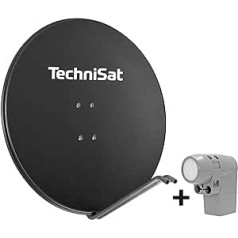 TechniSat SATMAN 850 Plus satelītantena 4 abonentiem (85 cm pilna satelīta sistēma, spogulis ar masta stiprinājumu un UNYSAT universālais Quattro slēdzis LNB pret laikapstākļu aizsardzības korpusā) Pelēka