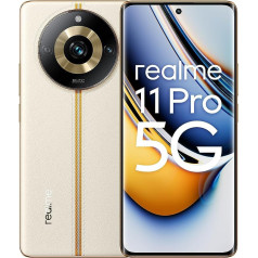 realme 11 Pro 5G 8 + 128 GB viedtālrunis, 120 Hz izliekts redzamības displejs, 100 MP OIS Prolight kamera, 5000 mAh masīvs akumulators, 67 W Supervooc uzlāde, saullēkta bēšs