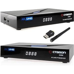 OCTAGON SX888 V2 4K UHD E2 Linux viedtelevizora uztvērējs + 600 Mbit WLAN Stick — Multiboot SW: definējiet OS + E2 Linux, WiFi, karšu lasītājs, satelīts uz IP, YouTube, multivides bibliotēka, tīmekļa radio, HD, HDMI, vairākas telpas