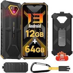 Ulefone Armor X13 Outdoor mobilais tālrunis Android 13, 12GB + 64GB/SD-256GB 6320mAh akumulators, IP68/IP69K āra viedtālrunis, 50MP + 24MP nakts redzamības kamera, 5GHz Wi-Fi/NFC/OTG/GPS Dual SIM Orange