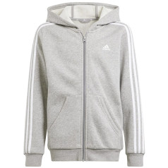 Adidas 3 Stripes FL Hoodie ar pilnu rāvējslēdzēju IS3241 / pelēks / 152 cm