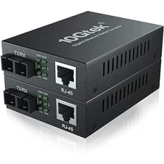 10Gtek® [Pack of 2] Gigabit Ethernet Media Converter, ar iebūvētu 1Gb vairāku režīmu SC raiduztvērēju, daudzrežīmu dubulto SC šķiedras savienotāju, 1310nm, 2km