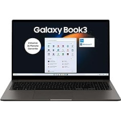 Samsung Galaxy Book3 klēpjdators, 15 collu Full HD 60 Hz displejs, Intel Core i5-1335U, 16 GB RAM, 512 GB SSD, Windows 11, QWERTZ tastatūra, grafīts