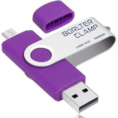 BORLTER CLAMP 128 GB divu portu USB zibatmiņas disks OTG USB zibatmiņas karte ar mikro USB diska savienojumu Android viedtālruņu planšetdatoriem un datoriem (violeta)