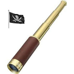 Monocular Telescope, Pirate Monocular Brass Vintage Spyglass, Foldable Portable Pocket Monocular for Hiking, Cycling Tours, Bird Watching, Climbing, Sports, Travel