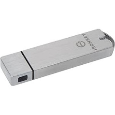 Kingston IronKey S1000 versieris USB zibatmiņas 4 GB integrētais kriptočips un FIPS 140-2 3. līmeņa sertifikators — IKS1000B/4GB, sudraba krāsa