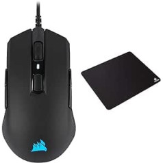 Corsair M55 PRO RGB Ambidextrous Optical Gaming Mouse (12,400DPI Optical Sensor, Lightweight, 8 Fully Programmable Buttons) Black & MM100 Gaming Mouse Mat (Medium, Cloth Surface) Black