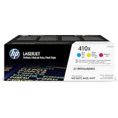 HP 410X (CF252XM) vairāku iepakojumu oriģinālais toneris (zils, sarkans, dzeltens) ierīcēm HP Color Laserjet Pro M452, HP Color Laserjet Pro M477