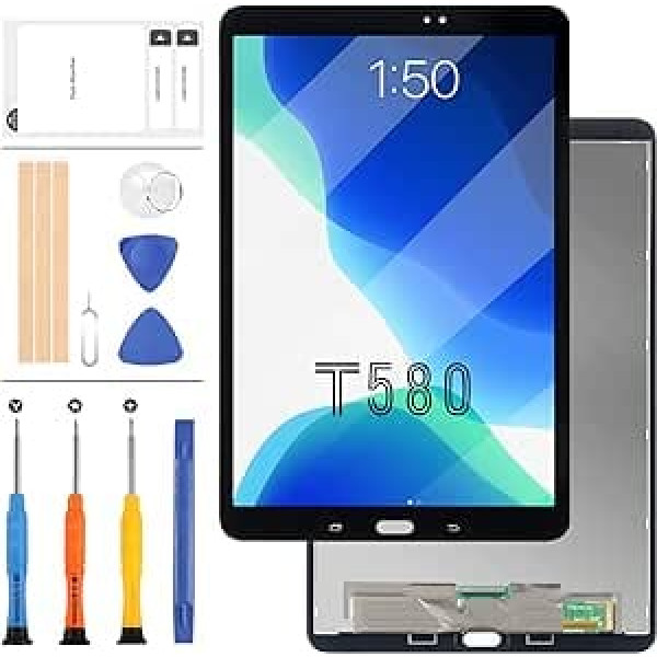 LADYSON Samsung Galaxy Tab A 10.1 2016 T580 SM-T580 T585 LCD displeja skārienekrāna ciparu pārveidotāja bloks (melns)