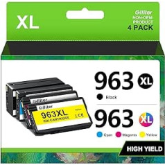 963 XL printeru kasetnes, kas saderīgas ar HP 963XL Multipack HP Officejet Pro 9010 kasetnēm 9012 9020 9014 9015 9016 9018 9019 9022 (melns ciāna fuksīns, dzeltens, iepakojums)