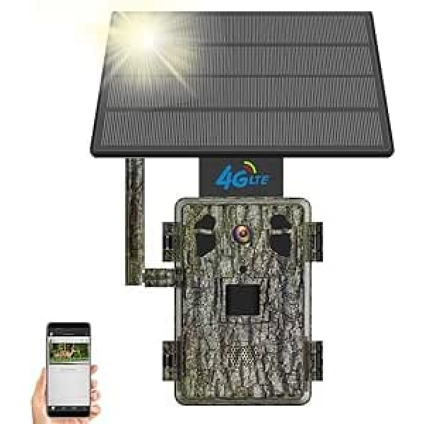 4G LTE Wildlife Camera Support SIM Card, 2.7K/58MP Live Streaming App, Outdoor Camera with Solar Panel, Wireless, No Light, Infrared, Night Vision, Motion Detection, IP66 (Green)