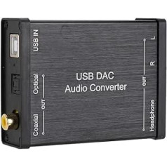 ASHATA USB DAC audio pārveidotājs, GV-023 no digitālā uz analogo DAC audio pārveidotājs USB audio skaņas karte operētājsistēmai Windows 10/8.1/8/7/Windows Vista/XP/operētājsistēmai Mac OS X/Windows 2000