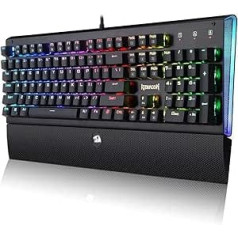 REDRAGON K569 RGB Aryaman Mechanical Gaming Keyboard RGB LED Illuminated Mechanical Keyboard for PC Gaming 104 Keys Compact Design (QWERTY US - English Keyboard Layout), Black