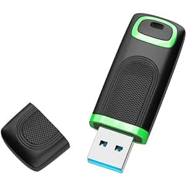 KEXIN USB zibatmiņa 256 GB 3.0, USB zibatmiņa 3.0 256 GB, Memory Stick 256 GB USB zibatmiņas disks ar LED gaismu (256 GB, zaļš)