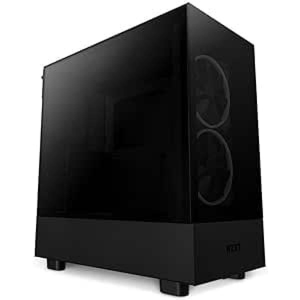 NZXT H5 Elite — CC-H51EB-01 — Premium ATX Mid-Tower datora spēļu futrālis — Dubultā rūdīta stikla logs — RGB ventilators — Priekšējais I/O USB-C — Papildu GPU — Gatavs ūdens dzesēšanai — Melns