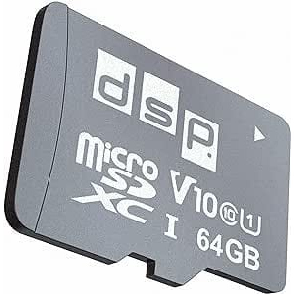 DSP Memory 64GB MicroSD 5.0 SDXC Speicherkarte, C10, U1, V10 + SD-Adapter bis zu 100 MB/Sek