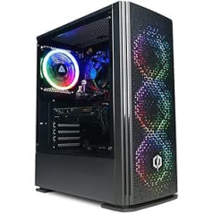 CYBERPOWERPC Wyvern spēļu dators — AMD Ryzen 5 4500, Nvidia 4060 8 GB, 16 GB RAM, 500 GB NVMe SSD, 650 W 80+ PSU, WLAN, Windows 11, Blaze RGB