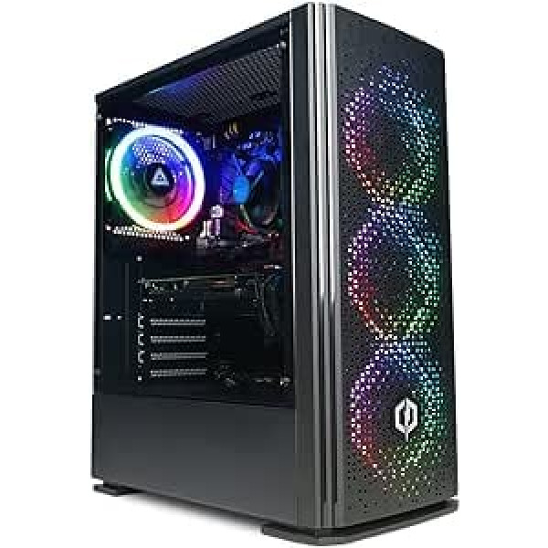 CYBERPOWERPC Wyvern spēļu dators — AMD Ryzen 5 4500, Nvidia 4060 8 GB, 16 GB RAM, 500 GB NVMe SSD, 650 W 80+ PSU, WLAN, Windows 11, Blaze RGB