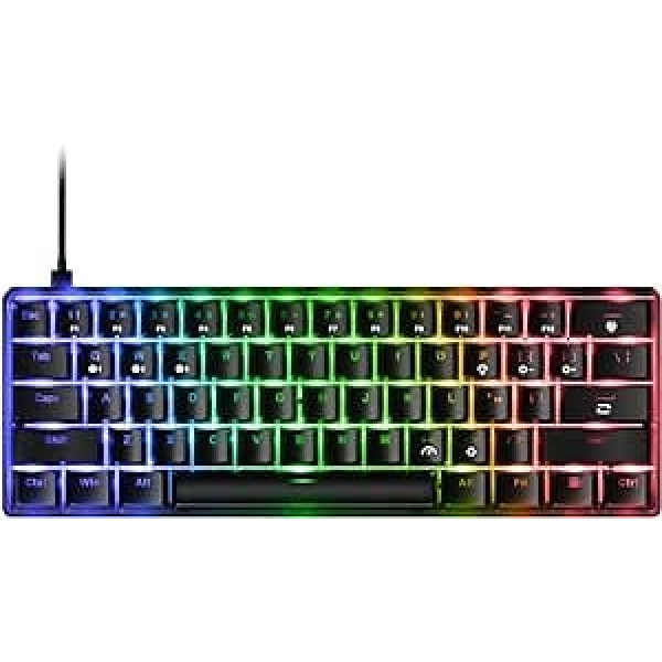 FIODIO 61 Keys RGB vadu mehāniskā spēļu tastatūra ar akustisku klikšķa skaņu, zili slēdži, kompakta mini datora tastatūra Windows spēļu personālajam datoram, F-DB21