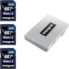 Integrēta 16 GB SD karte, 3 pack, 6 slots, liela ātruma SDHC līdz 100 MB/s V10 UHS, U1